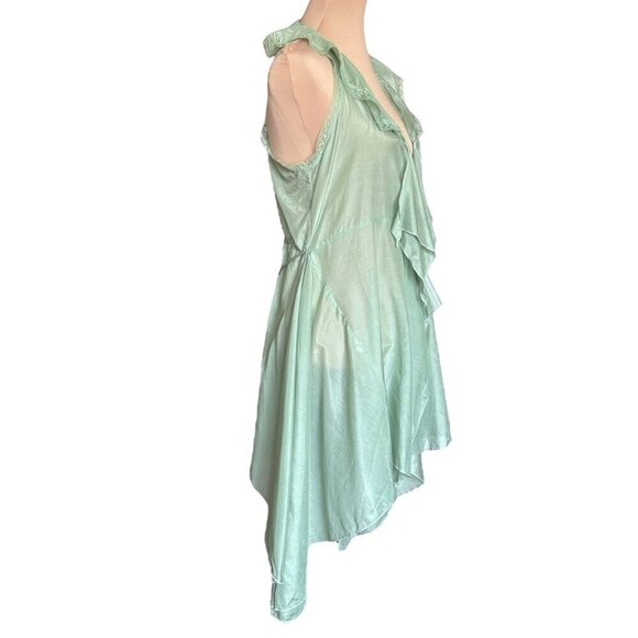 NWT SAGA Flowy Vest Duster Sz.S Mint Green Silk Lace Ruffles Fairy Romantic - Picture 4 of 16